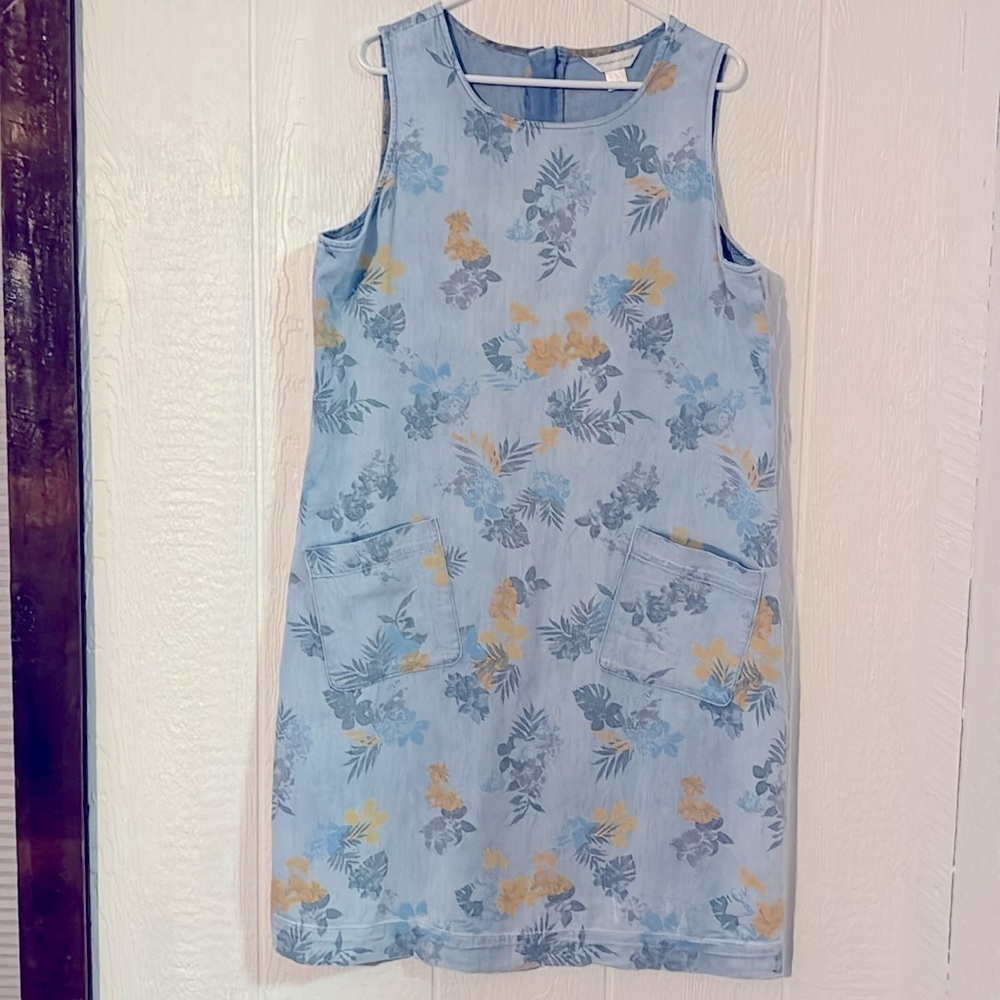 Vintage Christopher & Banks denim floral dress large